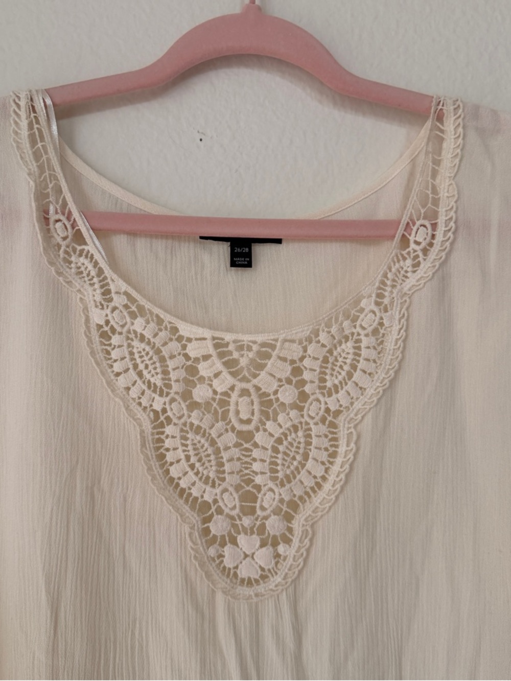 Lane Bryant Boho Ivory Crochet Lace Poncho Top Fringe Coastal Grandma size 26/28 - Picture 3 of 10
